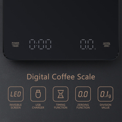Báscula De Café Digital Con Temporizador, Led, 5 Kg Como Máx