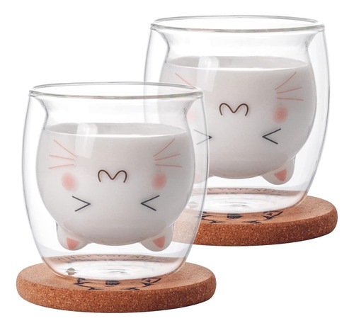 Bgbg Juego De 2 Tazas De Café Con Diseño De Gato Lindo, Taza