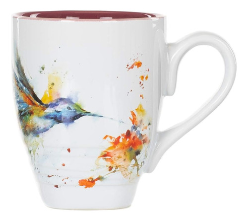 Demdaco Dean Crouser Colibrí Acuarela Rojo Sobre Blanco Taza