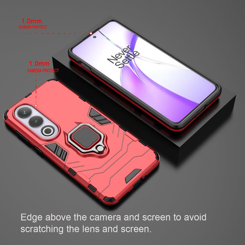 Funda Uso Rudo Carcasa Para Oneplus Ace 3v +mica Rojo Oneplus Ace 3v