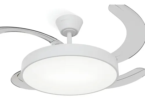 Ventilador De Techo Windstyle Nauru C/luz Aspas Retractiles 1.06 M 50-60 Hz Blanco/blanco Transparente Abs 4