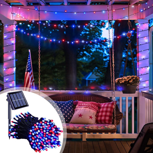 Guirnalda De Luces Solares Con Flores Para Exteriores, Día D