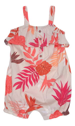 Carters Mameluco Romper 2 Piezas Niña Bebé Primavera Verano Flower Red Y Tropical 12m