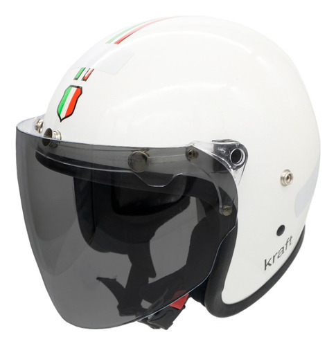 Capacete Kraft Moto Aberto Old School Viseira Full Face Cor Viseira Fume Tamanho do capacete G - VESTE 59/60