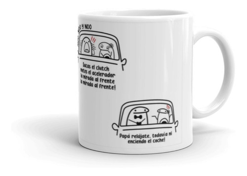 Taza Meme Flork - Ludovico Aprendiendo A Conducir Blanco