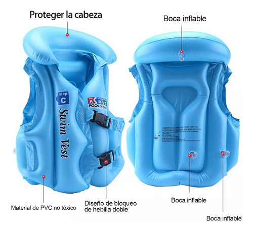 Niño Chaleco Inflable Flotador Salvavida Con Brazo