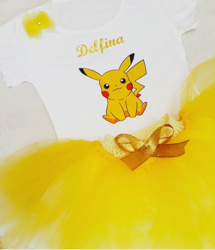 Disfraz Conjunto Temática Pikachu Pokémon Tutu Kardio Disfra