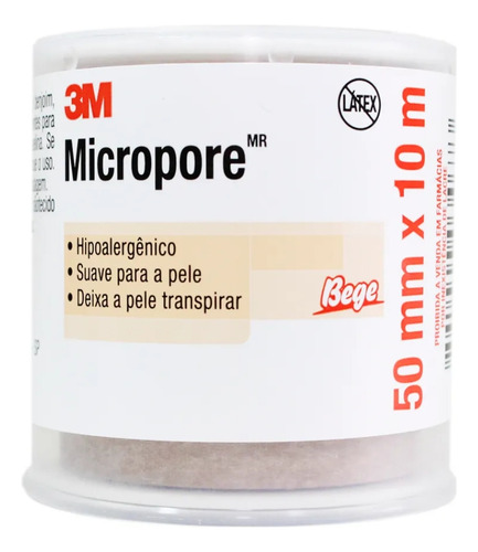 Fita Micropore 50mm X 10 M Bege (rolo) 1533 - 3m Consumo
