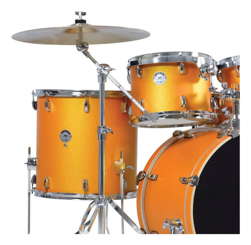 Bateria Acústica D-one Dr22 Com Banco Laranja Sparkle Rocket
