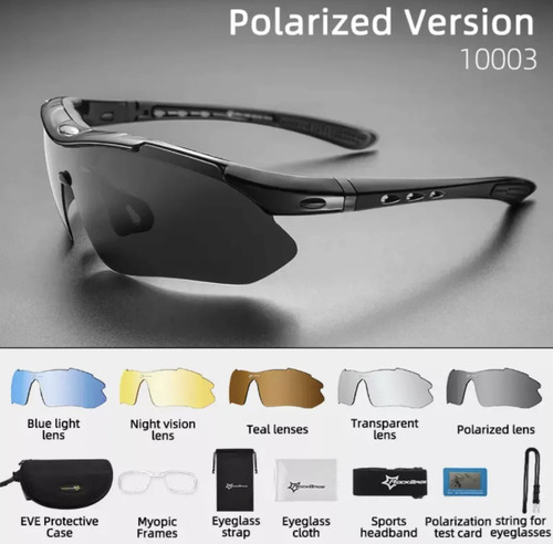 Lentes Rockbros Polarizado Ciclismo 5 Micas Intercambiables Rkb1001