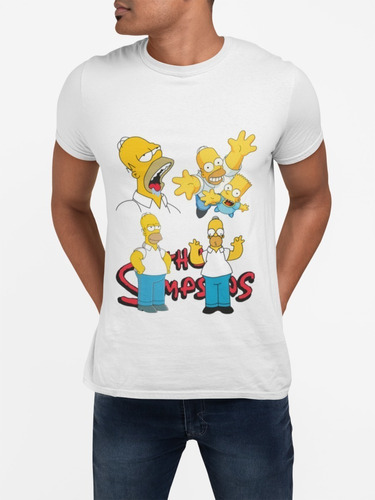 Polera Homero Y Bart Simpson  Algodon Estampada