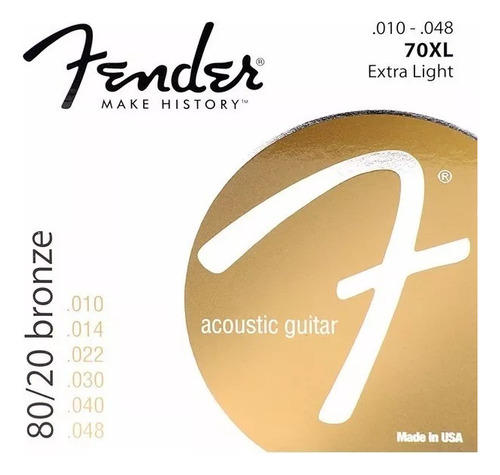 1 Pak De Cuerdas Acero Bronce Fender Guitarra Acustica 010