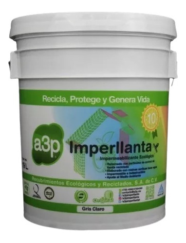 Impermeabilizante A3p Imperllanta 10 Años 19 Lt Gris Claro