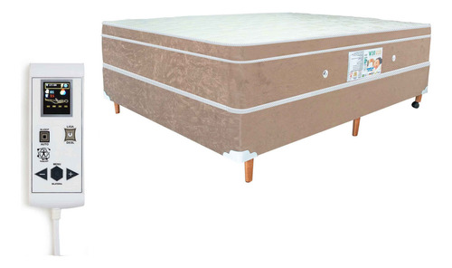 Cama Box E Colchão Magnético Infravermelho Massageador Casal Cor Bege