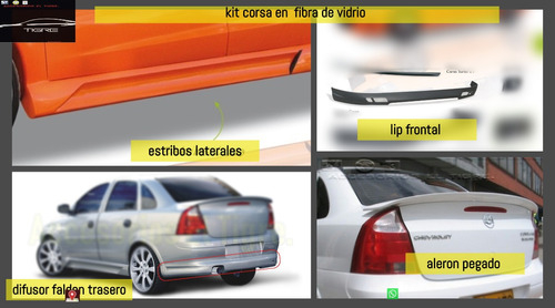 Kit Spoilers Corsa Chevrolet Corsa Aleron Estribos Lip 