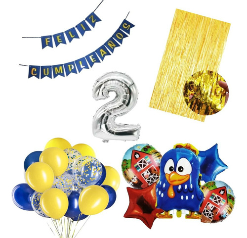 Kit Decoración Gallina Pintadita+20latex+numero70cm A Elecci