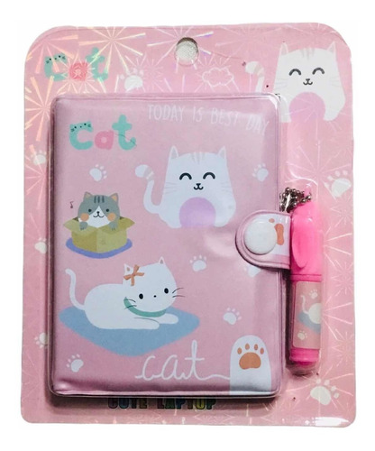 Libreta Con Broche Y Lápiz Gatitos