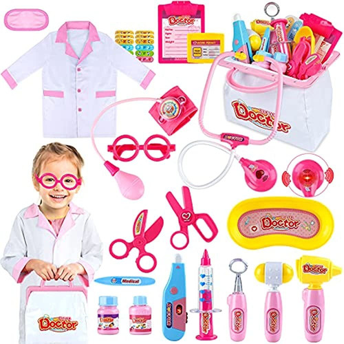 Innocheer Pink Doctor Kit Para Niños 25 Piezas Juego De Jugu
