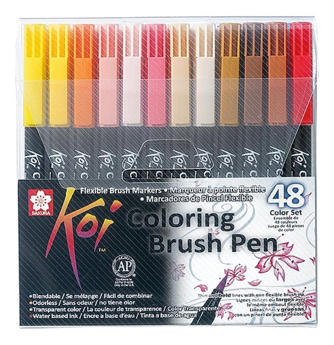 Pincel Marker Brush Artistico Koi Para Colorear - Conj 48 Co