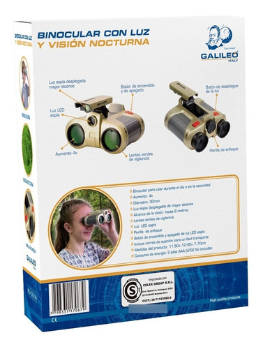 Imagen 2 de 5 de Binocular Con Luz Visión Nocturna Galileo