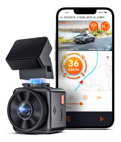 E1 Lite 1080p Wifi Mini Dash Cam Con Gps Y Velocidad, Aplica