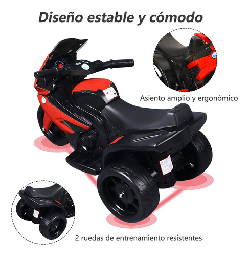 Triciclo Eléctrico Y Recargable 6v Para Niños Blanco Rojo