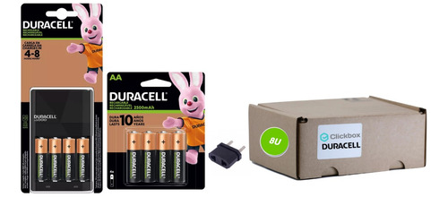 Cargador Duracell Aa Aaa Pack Kit Con 8 Pilas Aa - Clickbox