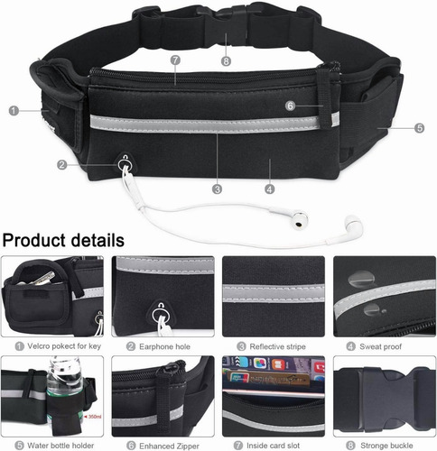 Imagen 3 de 10 de Cangurera Deportiva Impermeable,ideal Para Celular/audífonos