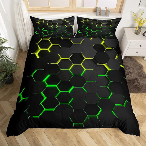 ~? Honeycomb Bedding Duvet Cover Queen Size, Geometry Hexago