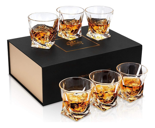 Juego De 6 Vasos De Whisky De Cristal - Kanars Twisted Rocks