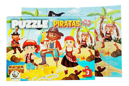 Rompecabezas Puzzle De 48 Piezas Piratas Cartón 33x23 Cm