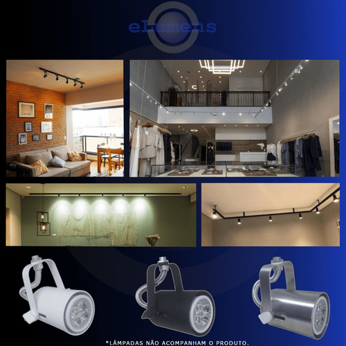 Imagem 5 de 5 de Spot Para Trilho Perfilado Eletrocalha Dicroica Led Aluminio Direcionável Funil Preto fosco Luminária Moderno Qualidade