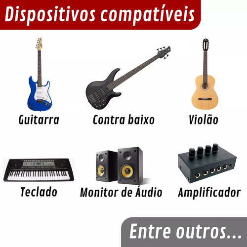 Cabo P10 X P10 Mono 3 Metros Violão Guitarra Baixo Teclado