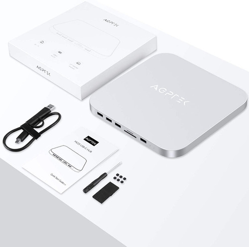Hub Agptek Usb-c P/ Disco Rígido E Suporte Mac Mini M1 18/20