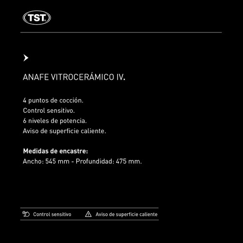 Anafe eléctrico TST Vitro IV negro 220V