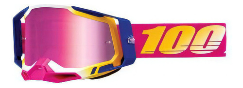 Óculos 100% Racecraft 2 Mission Pink Azul Amarelo Motocross Cor da armação PINK/azul Tamanho UNICO