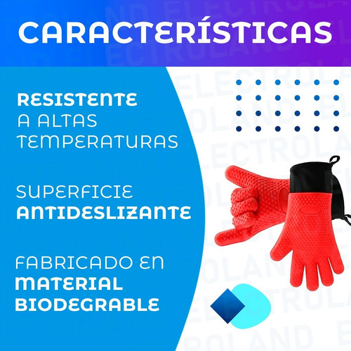 Imagen 3 de 10 de Manopla Guante Agarradera Para Horno De Silicona Temperatura