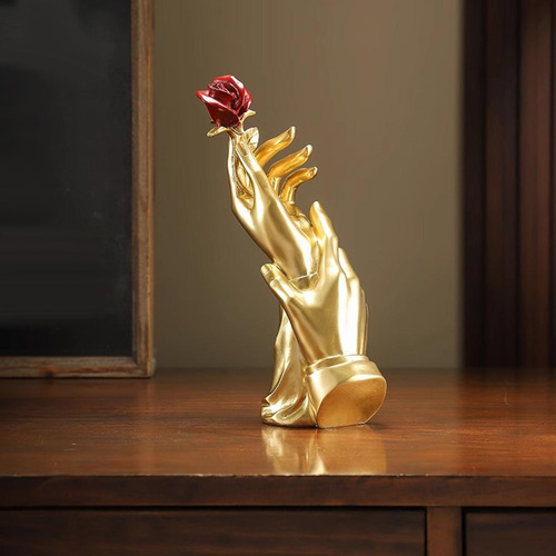 Escultura Estética De La Estatua De Rosa De La Mano
