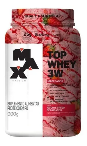 comprar Top Whey 3w Mais Sabor Pote 900g Max Titanium Sabor Iogurte Grego