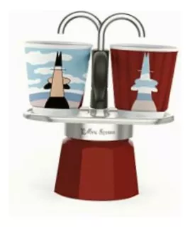 Bialetti Mini Express Magritte, Cafetera + 2 Vasos De