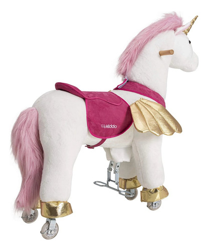 Montaria Unicórnio Branco Com Rosa Uppi De 15 À 60kg M