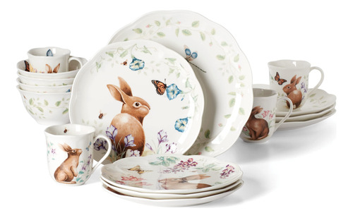 Lenox  Butterfly Meadow Bunny, Multicolor, 16 Piezas, 22.85