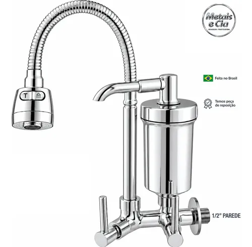 Torneira Com Filtro Com Purificador de Agua Gourmet Tubo Flexível...