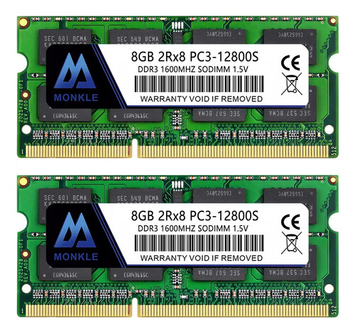 Memoria Ram Monkle 16gb 2x8g Ddr3-1600mhz Sodimm Pc3-12800s