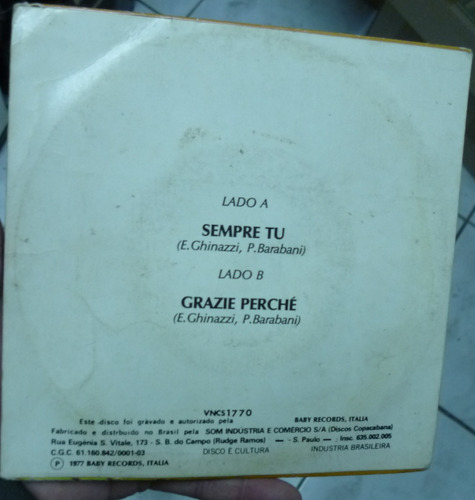 Vinil Compacto Pupo - Sempre Tu - Cc (Usado)