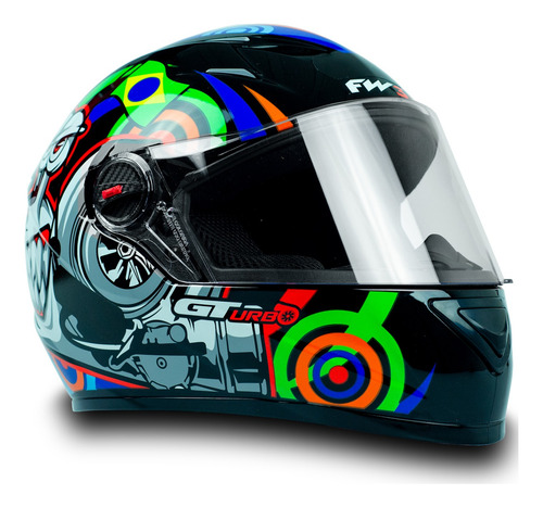 Imagem 5 de 6 de Capacete Fechado Moto Com Narigueira Gt Turbo Preto 56