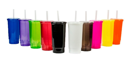 Vasos 32 Oz Con Tapa Popote Paquete  22 Piezas + 5 Popotes