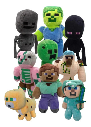 Kit 3 Peluches Minecraft 25 Cm Importado 