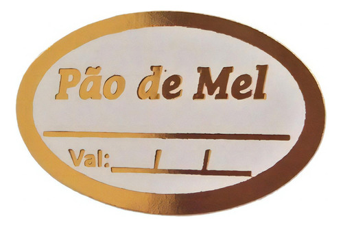 Etiqueta Adesiva Pão De Mel - Linha P/sabor E Valid. 1.000un Cor Dourado Desenho impresso pão de mel/validade