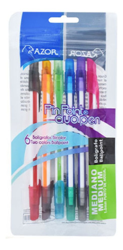 6pz Boligrafo Doble Punta Azor Pin Point Duo Pen Color de la tinta Colores Color del exterior Blanco